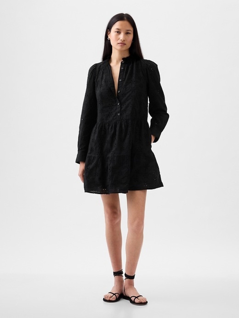GAP Eyelet Tiered Shirtdress Cotton